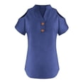thumbnail image 4 of Loose Off The Shoulder Tops For Women Color Sólido Cuello en V Linen Feel Camiseta de Manga Corta, Tops de Lino para Mujeres Loose Fit Verano, 4 of 9