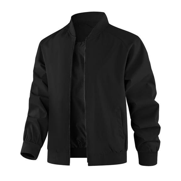 Men's solid color jacket, casual zipper collar jacket, golf jacket