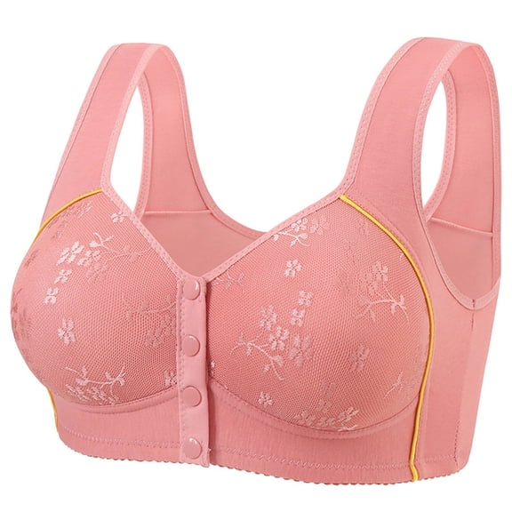 Yuanlong Daisy Bras For Older Women Front Closure Full Coverage Bra Support And Comfort Wireless Back Smoothing T Shirt Bra