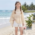 thumbnail image 2 of Landzoo Kids Boys Girls Tees Solid Color Loose Batwing Long Sleeve Boat Neck T Shirt Summer Open Crochet Knit Quick Dry Toddler Girls Shirt Size 9-10 Years Beige, 2 of 9