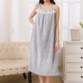 thumbnail image 5 of WAGUTH Warm Coral Fleece Nightgown for Women Sleeveless Ruffle Floral Decor Loose Quick Dry Shower Robes Loungewear, 5 of 6