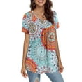 thumbnail image 3 of a.Jesdani Women's Plus Size Tunic Tops Casual Floral Blouses Short Sleeve Henley Shirts for Women M-4XL, 3 of 7