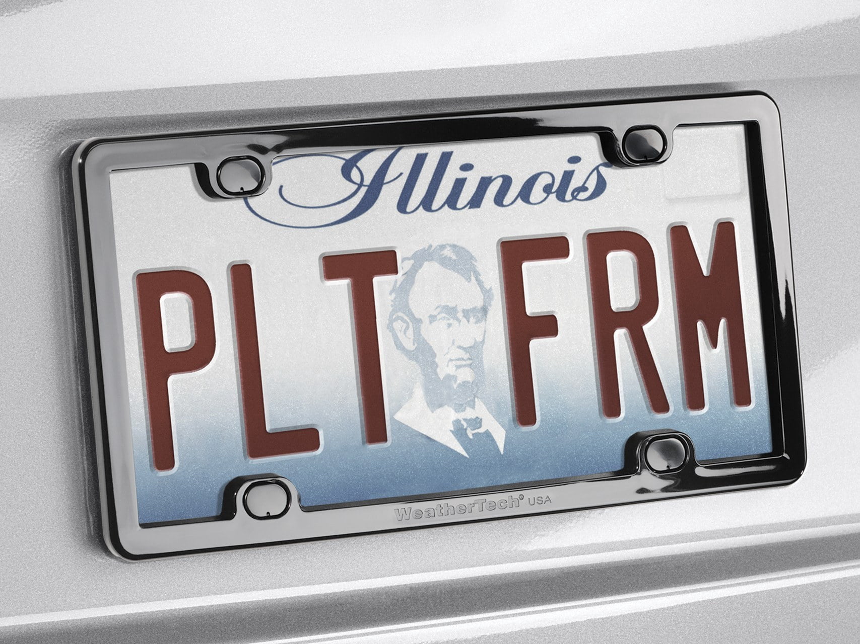 WeatherTech PlateFrame - Solid black weather-resistant low profile protective license plate frame, Black