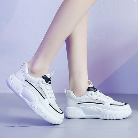 

XIAQUJ 2023 Summer New Korean Edition Little White Shoes Women s Thick Sole Breathable Casual Shoes Women s Fashion Sneakers Black 6.5(37)