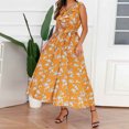 thumbnail image 1 of SMihono Robe Maxi Bohème d'Été pour Femmes Grande Taille Mode Décontractée Printemps et Été Imprimé Floral Sans Manches Col en V Robe de Plage, 1 of 9