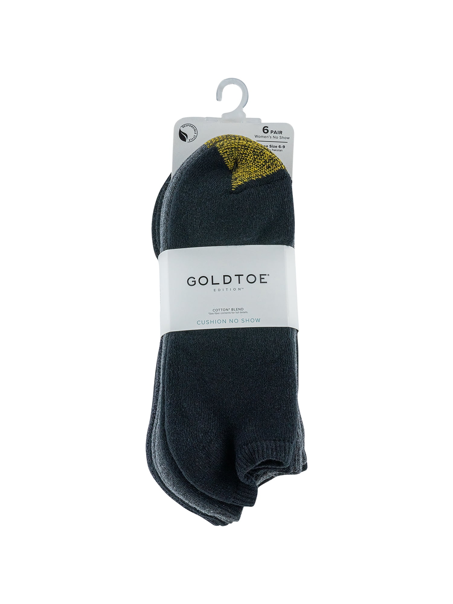 Goldtoe Edition Womens Full Cushion No Show Socks, 6 Pairs