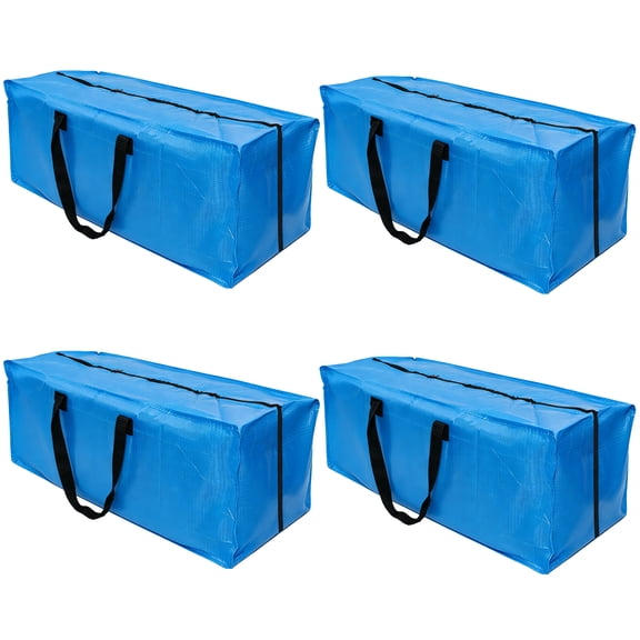 VEGCOO 4 Pack Extra Large Moving Bags with Zippers & Handles - 29x15x13 inch Storage Bags, Waterproof PP Storage Totes for Clothes, Dorm, Garage & Travel Organization , Blue