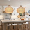 thumbnail image 3 of Arturesthome Rattan Pendant Light Fixture Hand-Woven White Wicker Basket Chandelier Boho Faux Rattan Hanging Lamp for Dining Living Bedroom Kitchen, 3 of 25