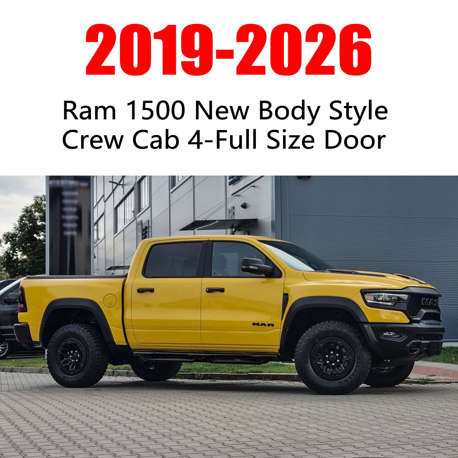 Vijay Running Boards Compatible with 2019-2020-2021-2022-2023-2024-2025-2026 Dodge Ram 1500 Bolt-on Side Steps Rails Steel Nerf Bars