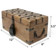 thumbnail image 2 of Treasure Chest Wooden Box with Antique Iron Lock and Skeleton Key (Medium 12.5x6x5.5) - Storage and Decor – Pirate Chest, Decorative Storage Chest with Hinged Lid, Wood Treasure Box, 2 of 8