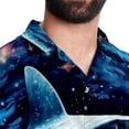 thumbnail image 5 of Starry Shark Men's Short Sleeve Hawaiian Print Button Down Beach Shirt, 5 of 6