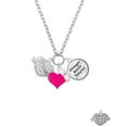 thumbnail image 2 of Delight Jewelry Silvertone Lil Sister Banner on Clear Crystal Heart - Hot Pink Heart Nurse Strong Zoe Necklace, 2 of 4