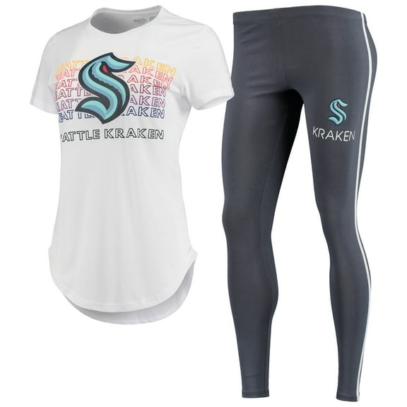 Women's Concepts Sport White/Charcoal Seattle Kraken Sonata Top & Leggings Set