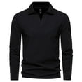 thumbnail image 1 of Men Casual Solid Color V Neck Lapel Long Sleeve Base Shirt for Everyday Comfort and Versatile Layering, 1 of 5