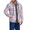 thumbnail image 3 of Zip Up Hoodies for Men - Pink Striped Flamingo Long Sleeve Comfrt Men'S Fashion Hoodies & Sweatshirts, Jackets for Men Hoodies Pullover Clothing Clothes with Pouch, 3 of 5