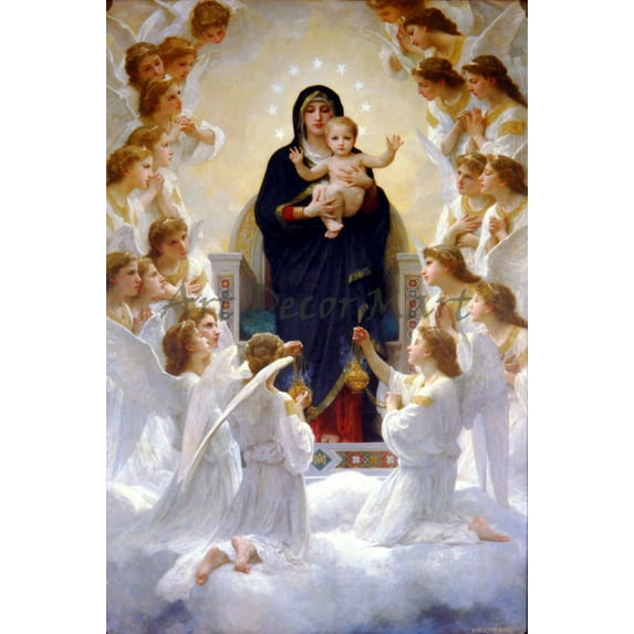 Virgin With The Angels - CANVAS OR FINE PRINT WALL ART