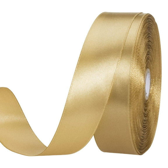 Satin Ribbon for Gift Wrapping, Solid Color Craft Ribbon, Wedding Invitation, Diy Bow Making, Sewing Projects, Smooth and Fade-Resistant, 1Pcs (Gold)