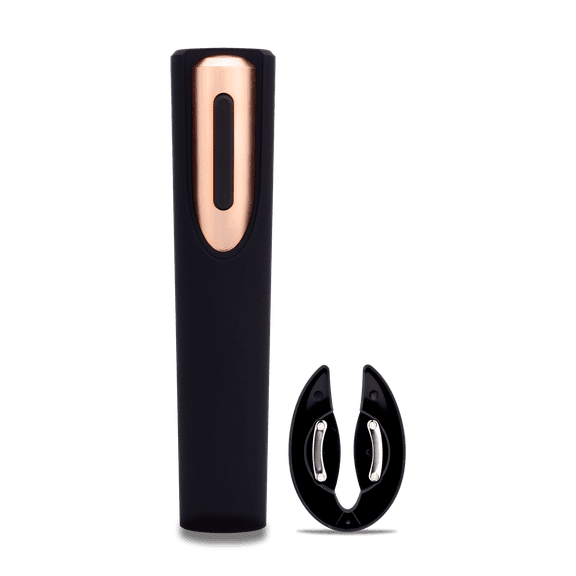 Vin Fresco Battery Powered Electric Wine Opener with Stand and Foil Cutter (Black & Rose Gold)