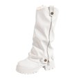 thumbnail image 3 of Willtoo Fall Winter Boots for Women Slouchy Mid‑Calf Platform Boots, Faux Leather Ruched Stacked Heel Combat Boots, Side Zipper Buckle Decor Lug Sole Fashion Boots, 3 of 6