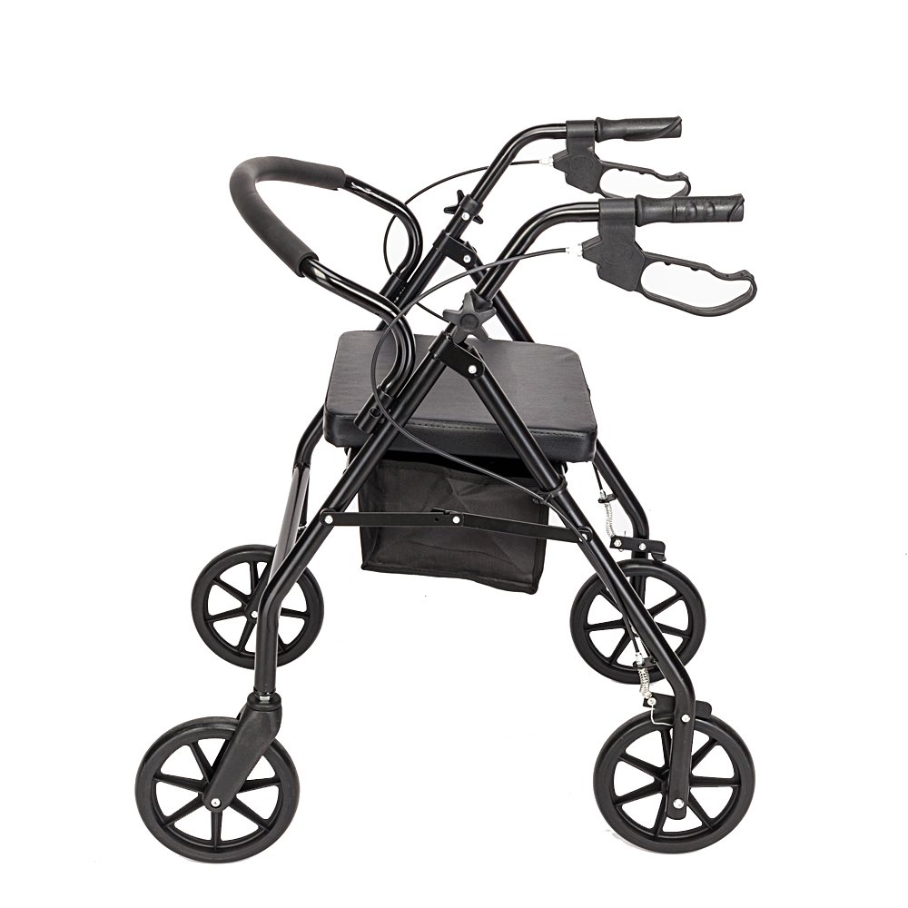 Steel Nylon Walker Rollator with Wheels-Black