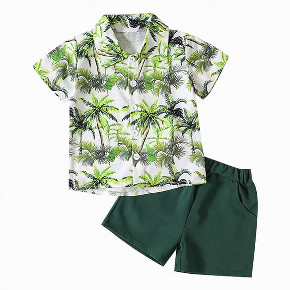 Boy Clothes Toddler Baby Summer Kids Spring Button Printed Short Sleeved Training 6M 12M 18M 24M 3T 4T New Born for Twins Outfits Boys' Clothing Sets 2-Piece Set