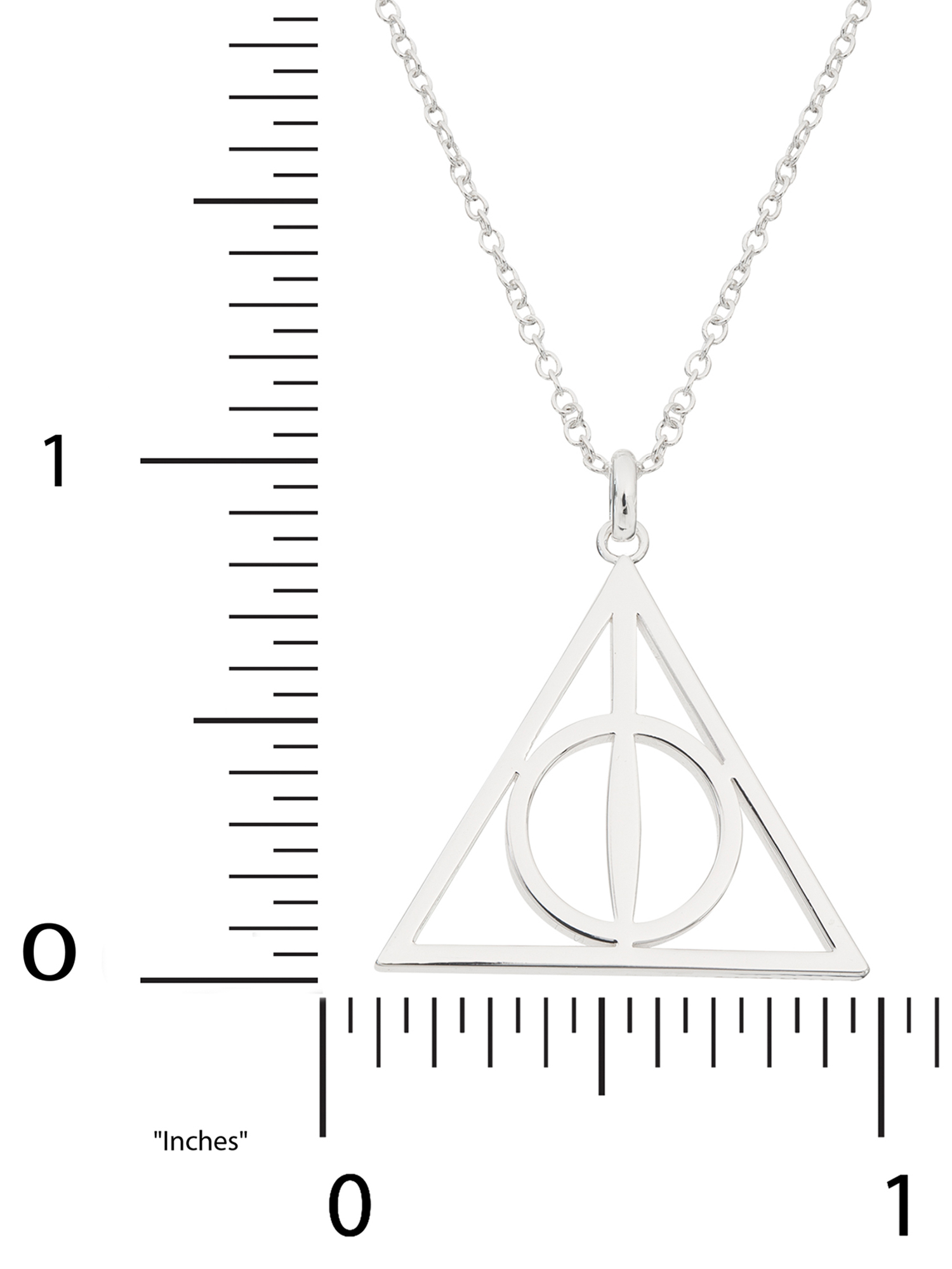 Harry Potter Deathly Hollow Silver Plated Brass Pendant, 18" - image 4 of 4