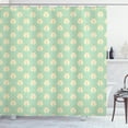 thumbnail image 1 of Firefly Shower Curtain, Firefly Figures with Geometric Circle Icons on the Wings Woodland, Fabric Bathroom Set with Hooks, 69W X 75L Inches Long, Pale Yellow Almond Green, by Ambesonne, 1 of 3