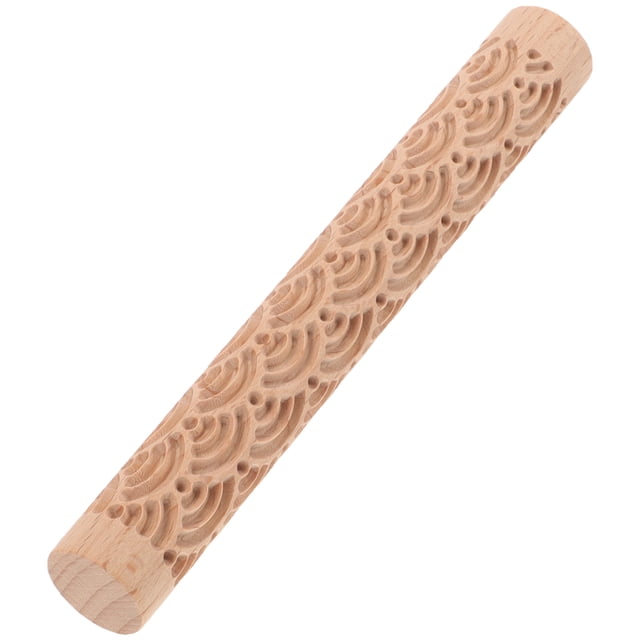 Miangastore Wooden Clay Texture Roller Convenient Polymer Clay Texture Embossing Roller for DIY