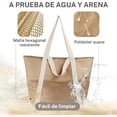 thumbnail image 4 of Bolso de Mano Para Mujer, Bolso de Viaje, Bolsa de Playa Plegable con Bolsillo de Malla con Cremallera, Adecuado Para Viajes, Compras, Playa, Camping, etc, 4 of 4