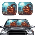 thumbnail image 2 of Windshield Sun Shade, Halloween Pumpkin Monster A Foldable Car Sun Shade Windshield for Front, 2 Pieces, 2 of 7