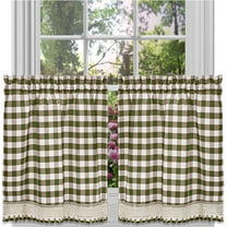 Buffalo Check Plaid Gingham Kitchen Window Curtain Tiers Set