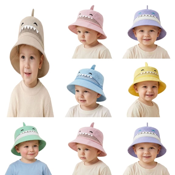 XinghaiYIDE Kids UPF 50 Sun Hat, Breathable Mesh Shark Bucket Hat for Toddlers, 8-24 Months, Multiple Colors