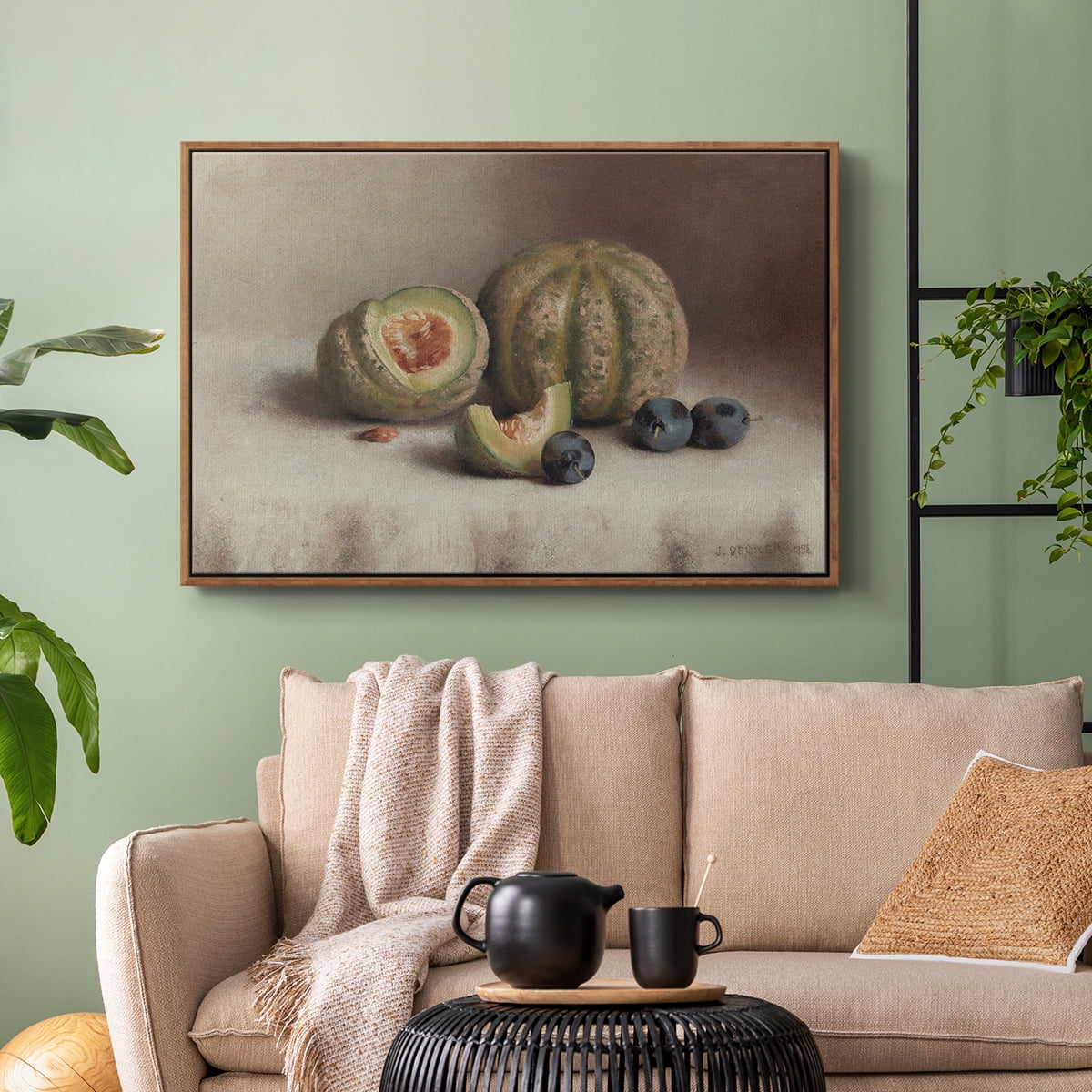 Vintage Botanical Print-XLVIII By Wexford Home Framed in Walnut Wood Gallery Wrapped Canvas 27 in. x 41 in.