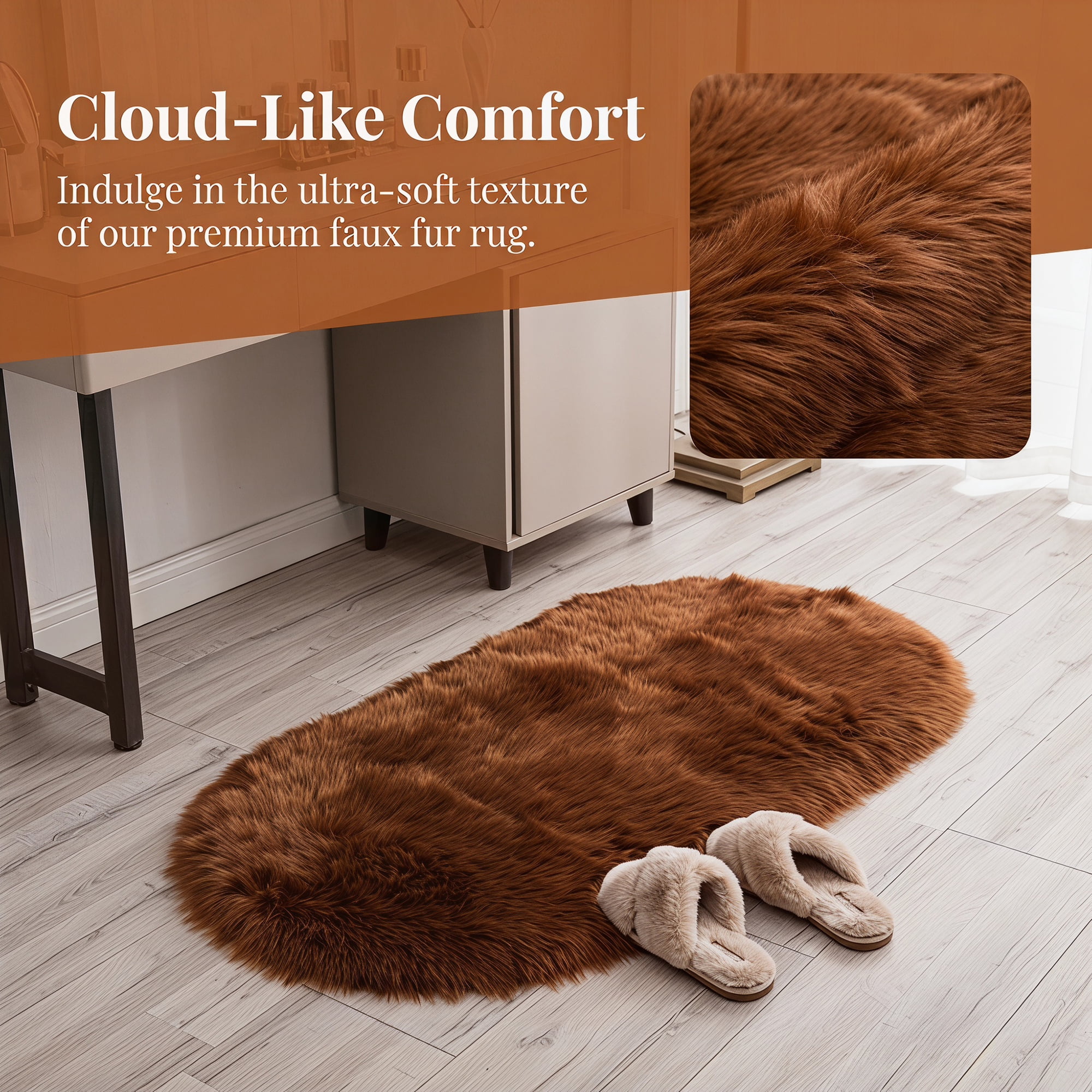 Unique Bargains Shaggy Area Rug Ultra Fluffy Non-Slip Fuzzy Carpet 35" x 24" Brown