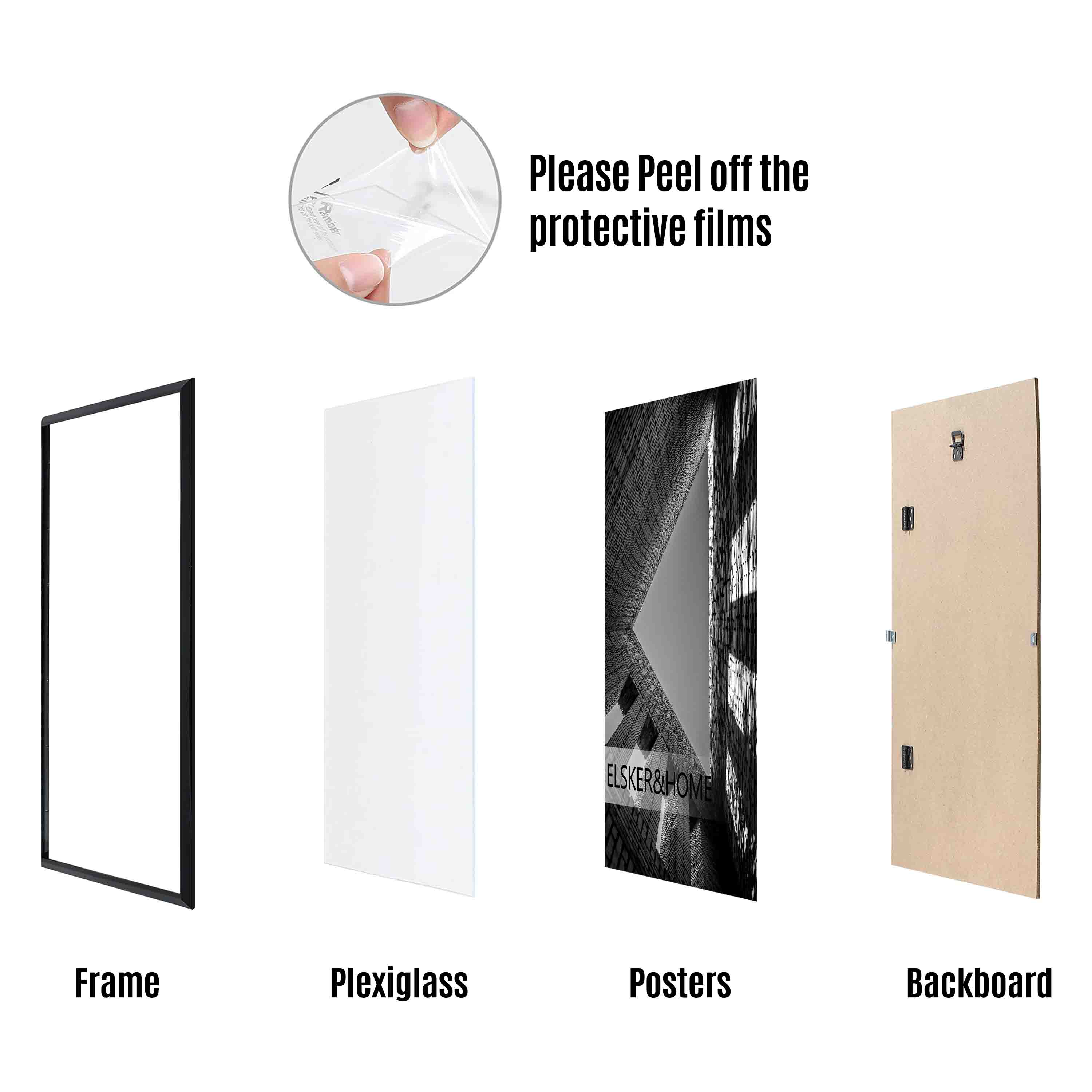 ELSKER&HOME 18 x 24 Poster Frame 4 Pack, Black Picture Frame for Horizontal or Vertical Wall Mounting, Multi-Purpose Home Office Decor for 18x24 Photos