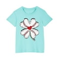 thumbnail image 2 of piuwrlz Summer Short Tops Sleeve Shirts for Girls Printed Tops Cotton Undershirts Blue Size 7 Years, 2 of 5