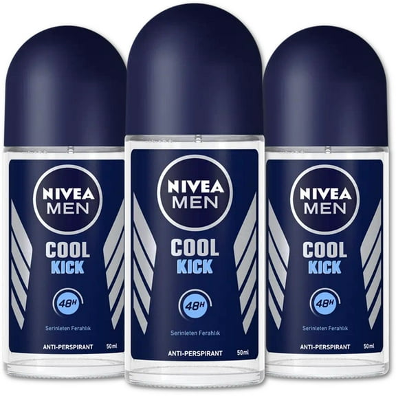 Nivea for Men Cool Kick Anti-Transpirant Deodorant ROLL-ON, 50 ML / 1.7 OZ PACK OF 3