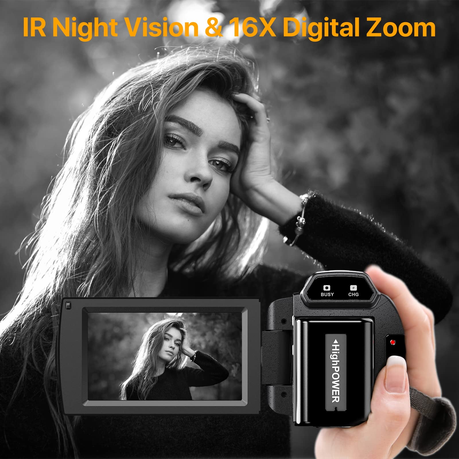 ACTITOP 5K HD Video Camera Camcorder 48MP Vlog Camera for Youtube with IR Night Vision WiFi 3.0'' Touch Screen