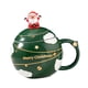 thumbnail image 2 of Taza de cerámica navideña para bebidas, taza de té, decorativa navideña con tapa Verde, 2 of 9