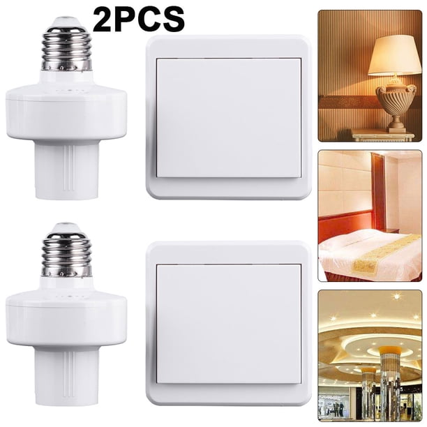 2 Uds E27 Soporte Lámpara Inalámbrico Enchufe Interruptor Base Encendido/apagado para Bombillas LED (B)