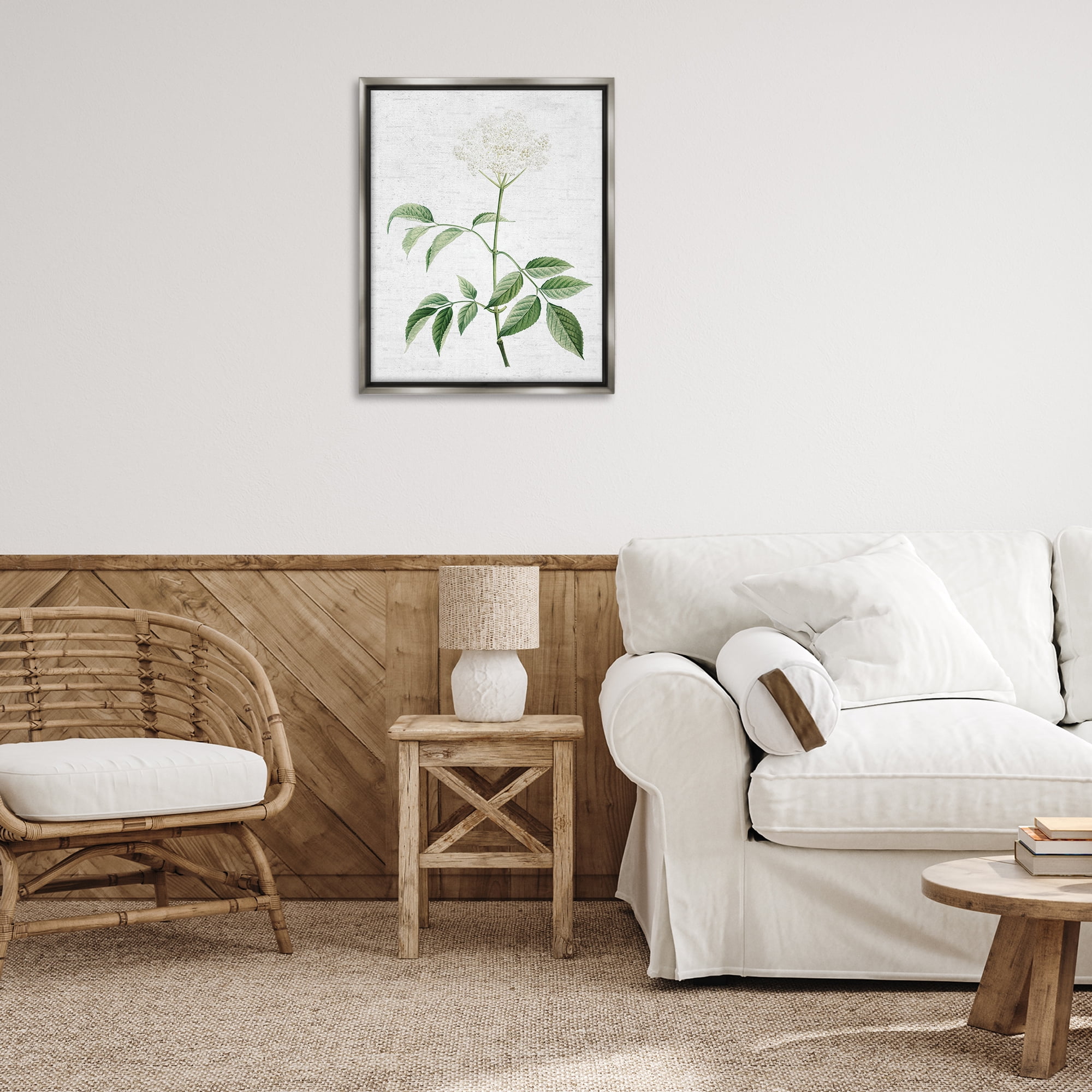 Stupell Industries Subtle Neutral Flower Botanical & Floral Painting Gray Floater Framed Art Print Wall Art, 25 x 31