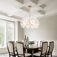 thumbnail image 6 of 23.6" French Crystal Chandelier, Modern Minimalist Gold Iron + Glass Ceiling Light Fixture, 3-Tier Transparent Glass, Adjustable 21.7" Chain, E14*9 Sockets  for Living Room & Bedroom, 6 of 10