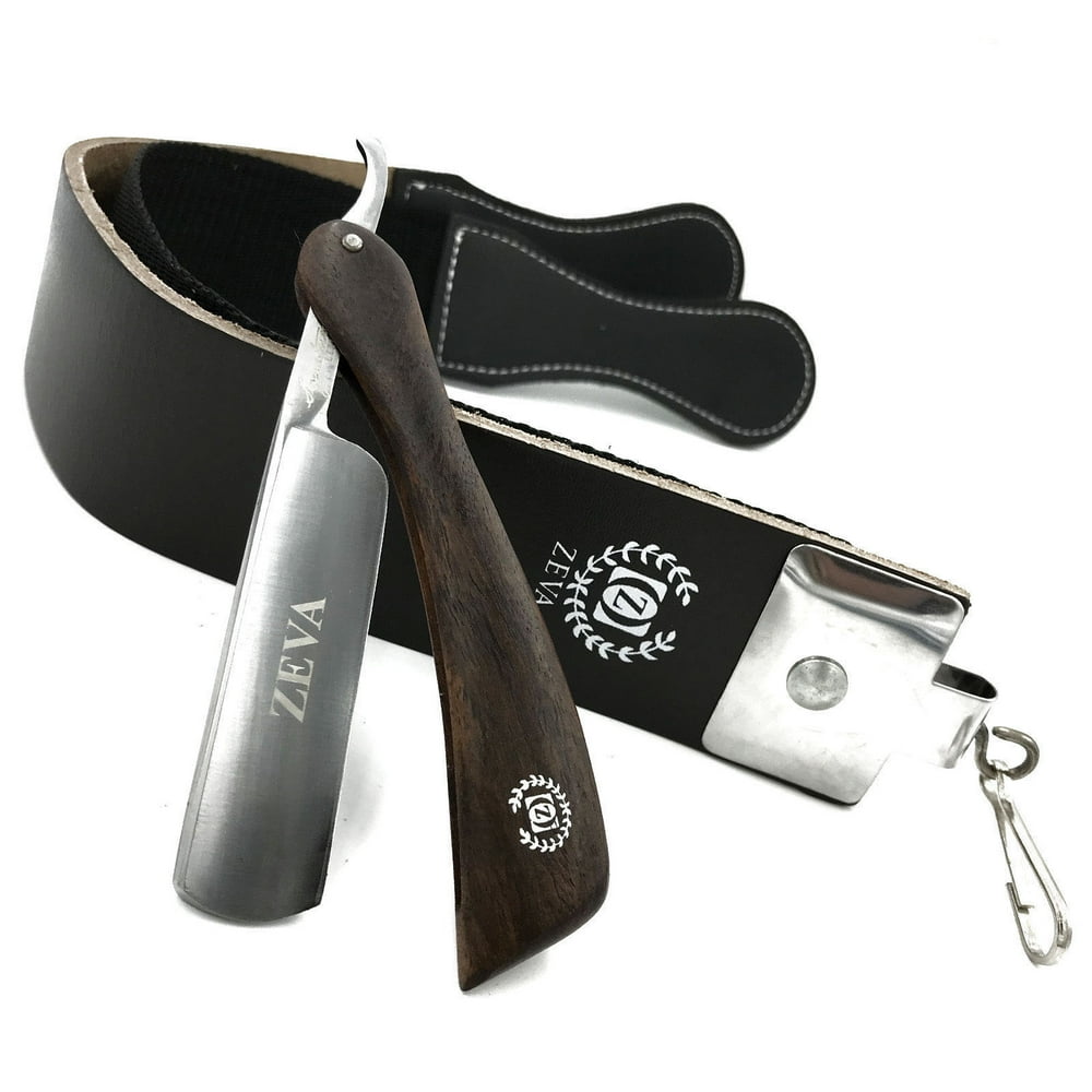 Men's Shave Ready Straight Razor with Leather Sharpening Strop Belt
