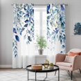 thumbnail image 5 of Blue Teal Eucalyptus Leaves Kitchen Curtains 84 Inch Length, Watercolor Weeping Botanical Grommet Top Bedroom Living Room Curtains, Light Filtering Cafe Curtain Drapes 2 Panels Set 84''x84'', 5 of 9