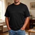 thumbnail image 2 of Men's Big and Tall Shirts 4xlt Men's Big and Tall Active T-Shirt – Moisture Wicking Dry Fit Workout Shirt – Short Sleeve Longer Length Activewear Black L, 2 of 5