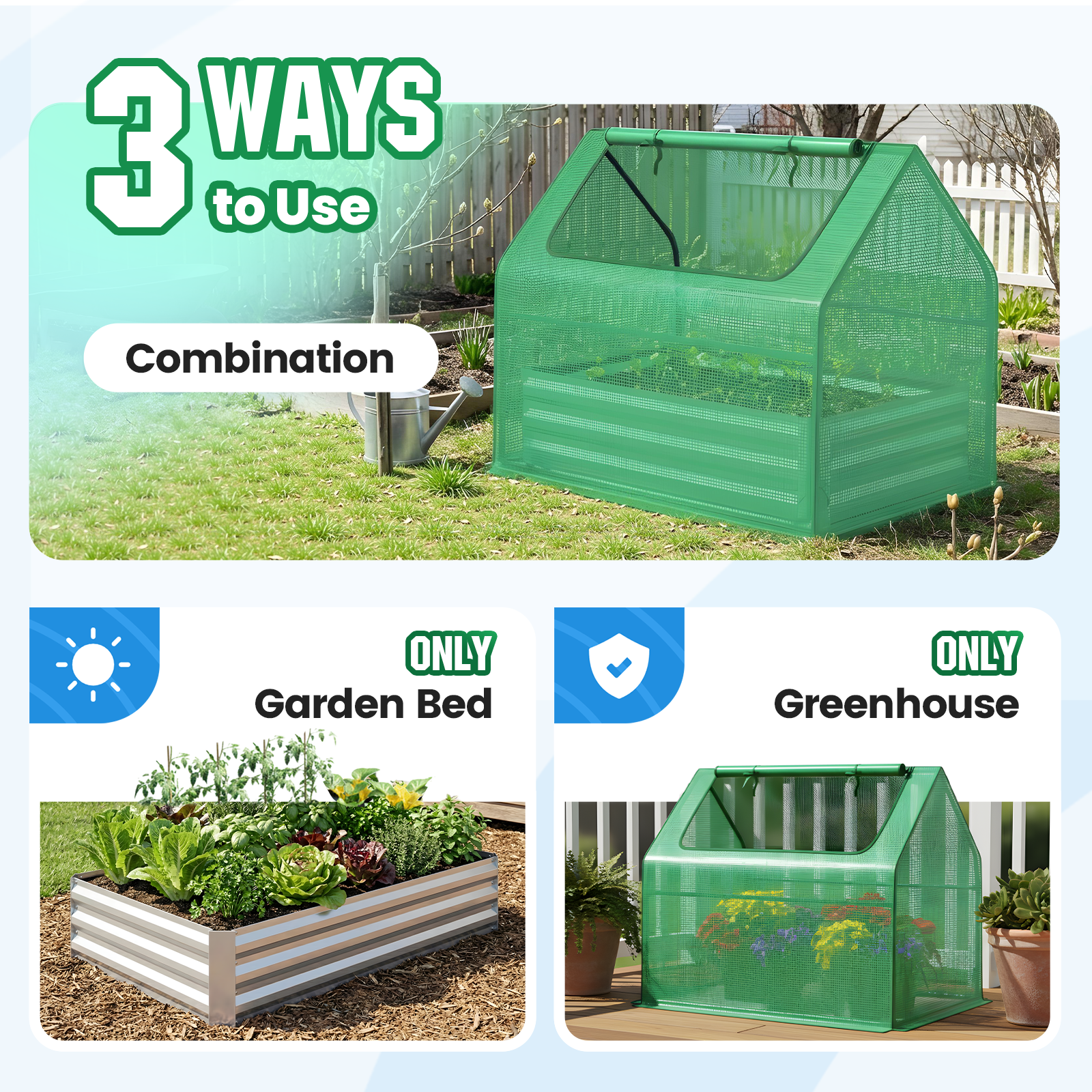 Quictent Raised Garden Bed with Greenhouse, 49x37x36in photo 4