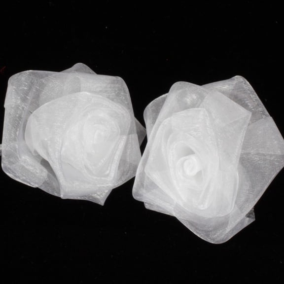 The Ribbon People Club Pack of 36 Sheer White Rose Craft Ribbon Flowers 3"