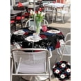 thumbnail image 5 of Outdoor Tablecloth with Umbrella Hole for Patio/Picnic/Party/Camping, Independence Day Waterproof Table Cloth Round Cover Washable, Patriotic Floral Roses Blossom Leaves Black (Dia 60"), 5 of 9