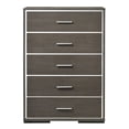 thumbnail image 5 of 5 Drawer Wooden Chest with Mirror Trim Accents, Gray, 5 of 5