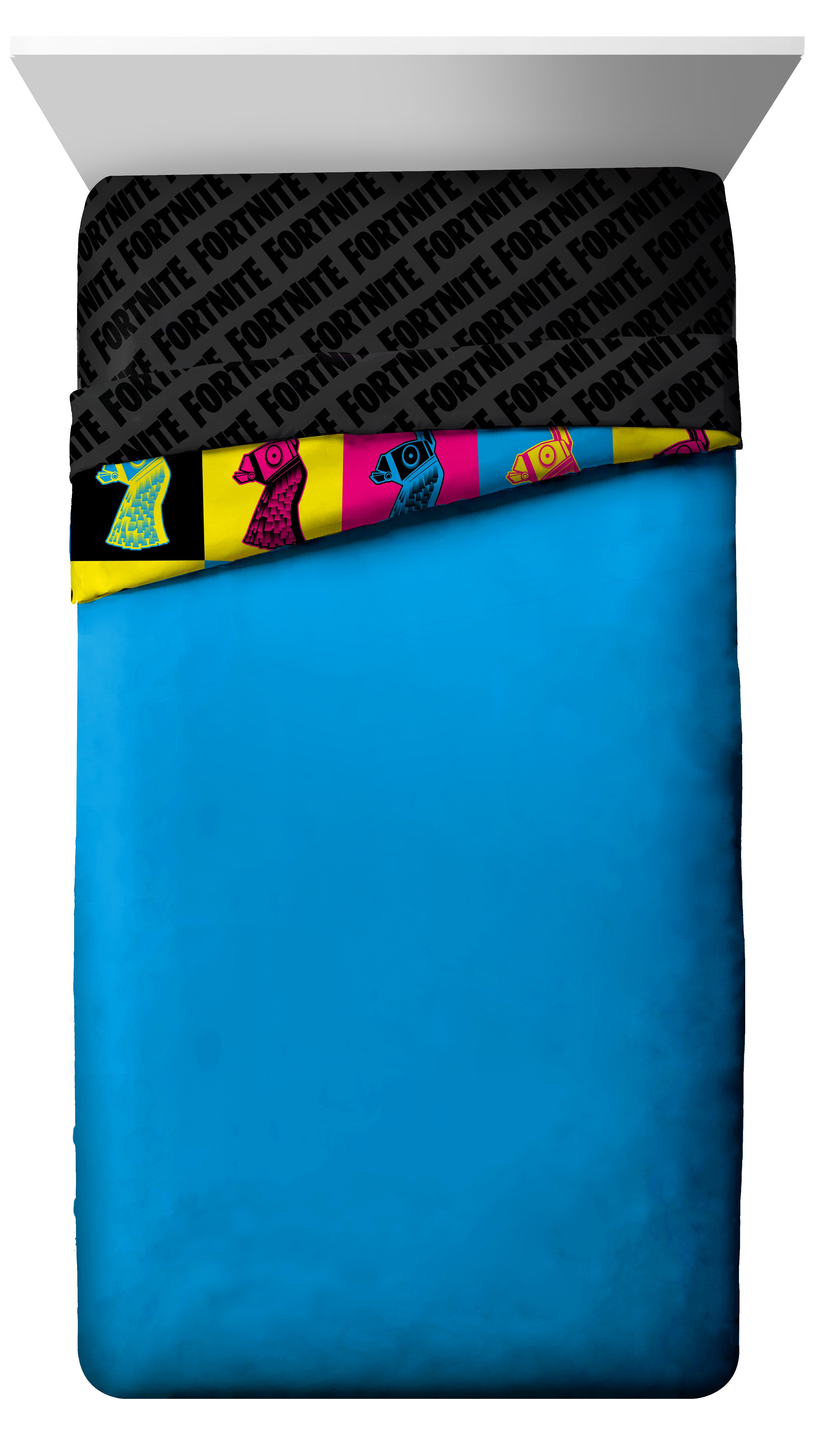 Fortnite Neon Warhol Black 4 Piece Twin Bed Set, 100% Microfiber